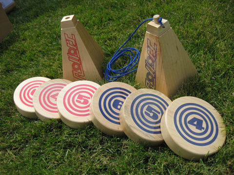 Rollors Outdoor Yard Game All Wood Backyard Game Combining Horseshoes,  Bocce Ball & Bowling 